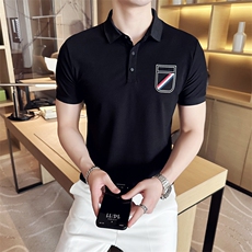 2024新款丝光珠地面料修身翻领短袖POLO衫男PL9302-p55，男装Polo衫，电商D303