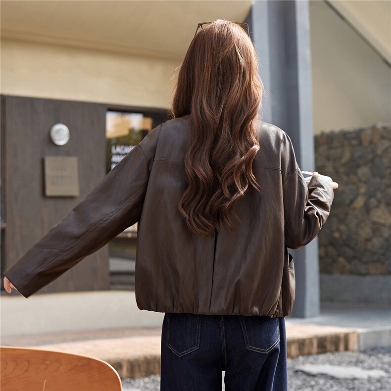 韩风糖果按扣皮衣外套女2026新款春气质小立领PU夹克上衣女外套,女装皮衣,流量+
