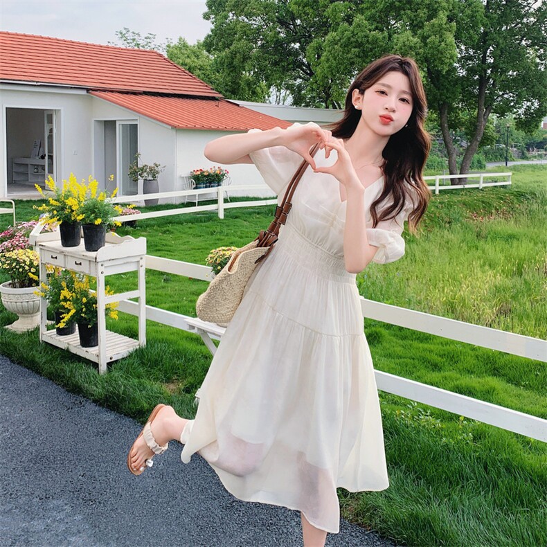 【现货】主推款天丝印花短袖连衣裙，女装连衣裙，韩秀