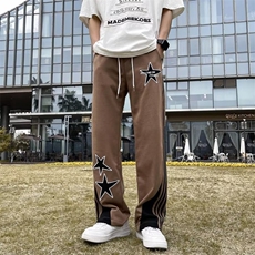 美式高街休闲裤男条纹拼色字母帅气2026夏季新款ins长裤K3745-P39，男装休闲裤，星座412