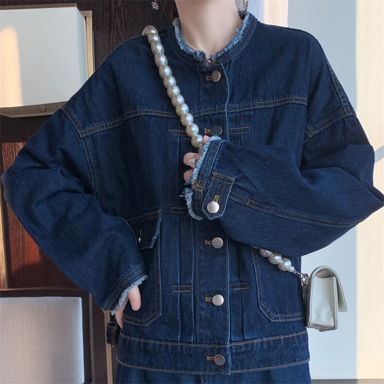 时尚百搭气质休闲牛仔外套女新款宽松显瘦长袖夹克上衣，女装牛仔外套，宛庄羊绒
