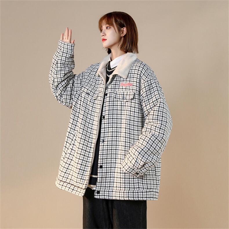 小香风内里羊羔毛翻领青春情侣大码外套棉衣XZ301AMY89,男装棉衣,星座301A