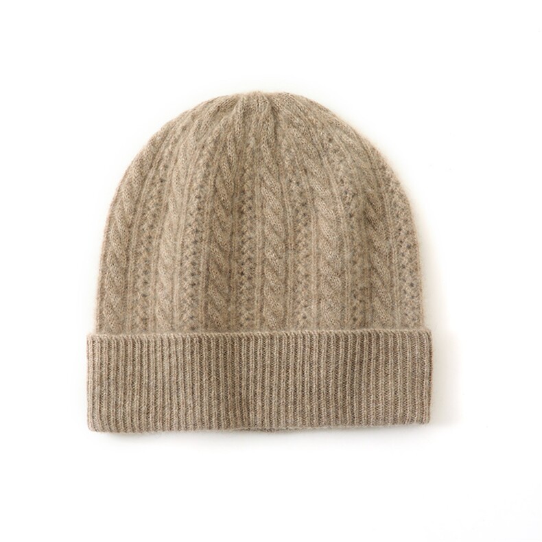 山羊绒帽子女秋冬麻花镂空针织毛线保暖护耳休闲百搭潮月子包头帽，帽子，轩妮羊绒