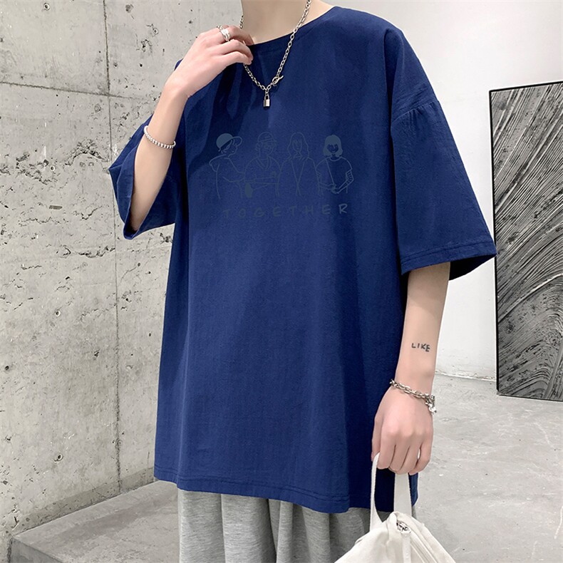 YT26191-P30亚短袖t恤男大码五分袖男宽松七分袖港风模特,男装T恤,电商A040