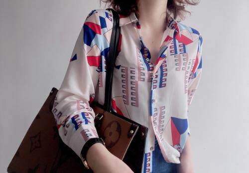 【现货】2021春季新品真丝双绉印花衬衫，女装衬衫，七七迷兰