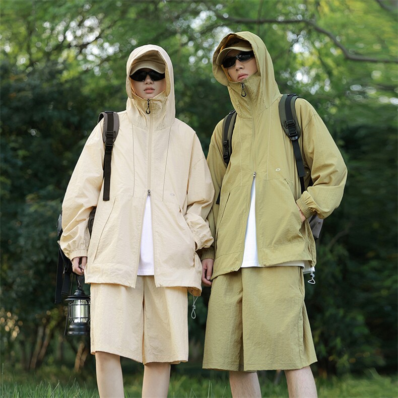美式防晒衣套装情侣夏季潮牌户外速干两件套A436-2401+6839-P75,男装休闲套装,电商A436