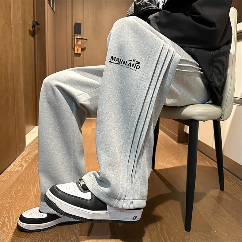 直播抖音侧拼三条杠宽松男裤休闲卫裤C408K9506P40,男装休闲裤,电商C408(原B339-1)
