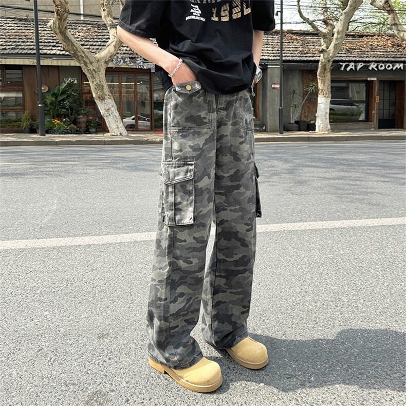 街景图现货美式复古情侣迷彩裤610A-1-82040-P60,男装休闲裤,星座610A-1