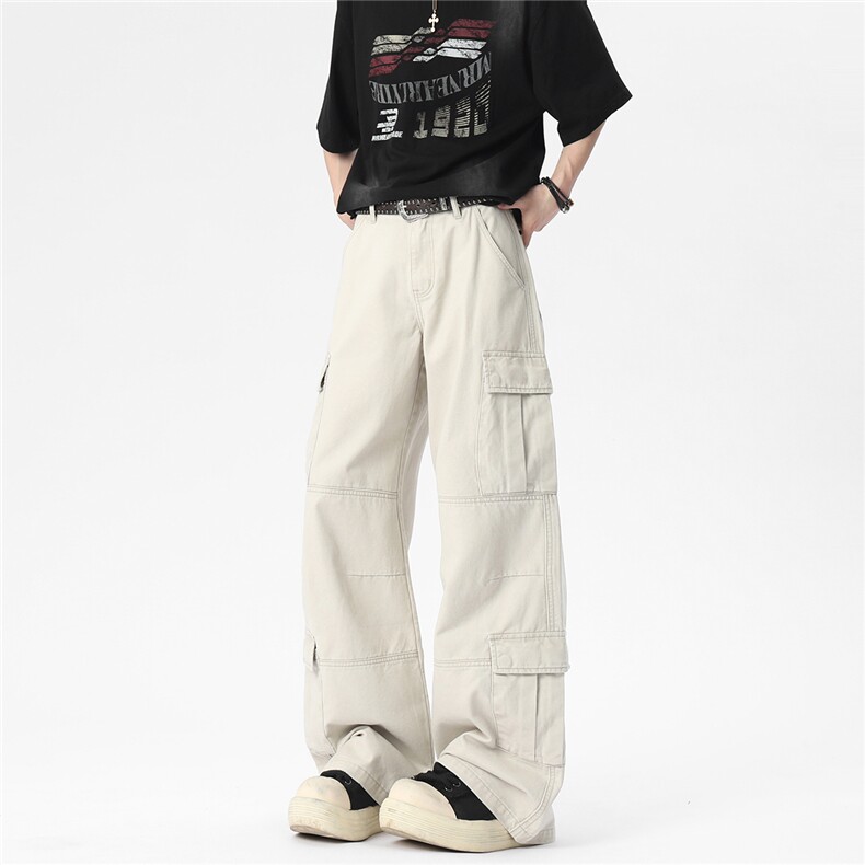 XT040洗褪重磅多段拼接立体裁剪高质量休闲裤(P78X128)1图片