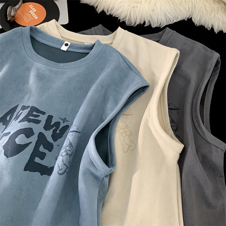得物品质纯棉重磅潮牌潮流宽松圆领背心烧花B219-T01-P25,男装背心/马甲,电商B219