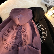 春季美式潮牌高街刺绣十字架连帽卫衣YT05P70M-4XL，男装卫衣，星座712