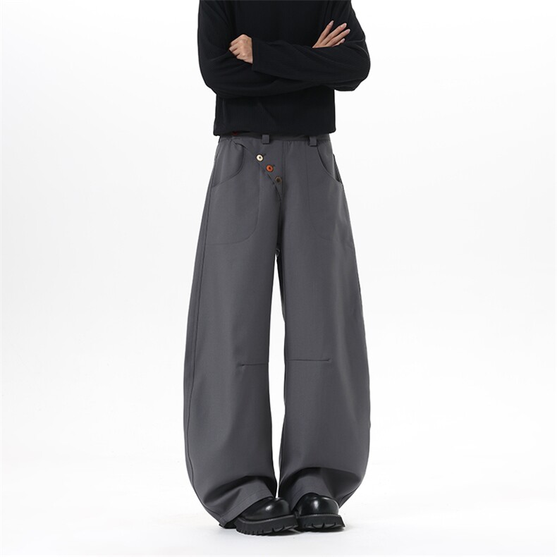 【现货】XZ1218BK9068特价P46美式彩色纽扣宽松弯刀阔腿西裤，男装西裤，星座1218（原611-3）