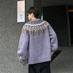 费尔岛加厚开衫毛衣男女时尚休闲潮流百搭美式情侣外套MY3688-p70图片