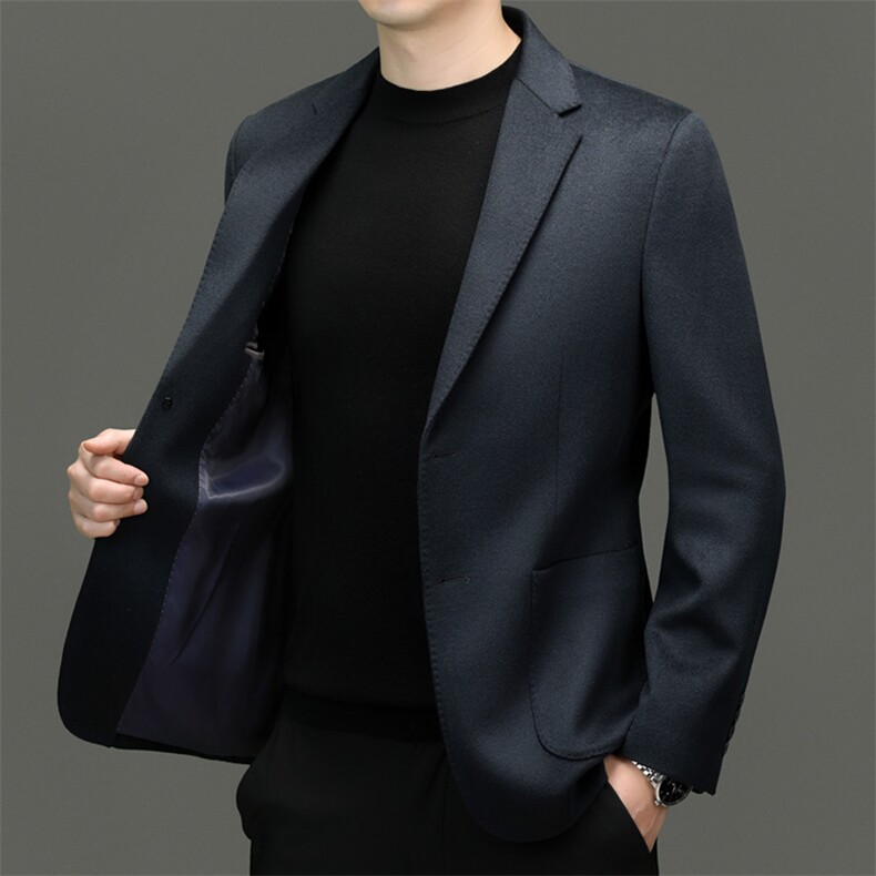 2025新款中年山羊绒西服外套男士休闲中青年绵羊毛西装上衣,男装西服,钱塘723