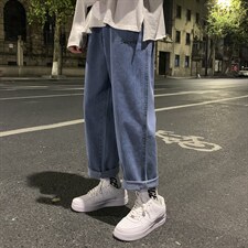 NK44098-P38 直筒牛仔裤男士大码宽松九分裤男休闲长裤子男图片