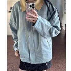 日系复古撞色工装外套春秋季hiphop高级感独特宽松薄款开衫夹克，男装夹克，星座601-1