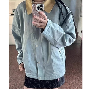 日系复古撞色工装外套春秋季hiphop高级感独特宽松薄款开衫夹克图片