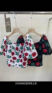 复古印花上衣,其它,花田么么