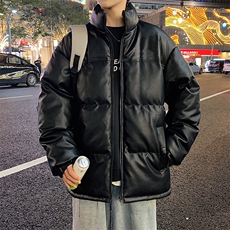 港风潮牌新款亮皮防水立领棉服潮流保暖棉衣M083-P100控139，男装棉衣，星座717