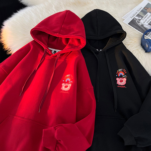 420克华棉复合银狐绒连帽印花加绒卫衣1611B-WY12-P55加绒图片