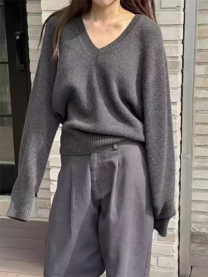 女士2025年秋季长袖V领,针织衫/毛衣,百纯羊绒