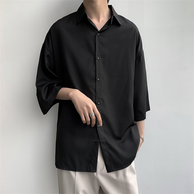 S16-P28冷淡慵懒风垂感七分袖衬衫图片