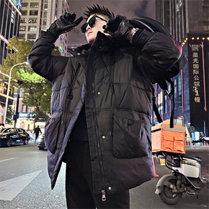 B67/P138控178冬季中长款连帽工装男士大口袋棉衣外套保暖上衣首1图片