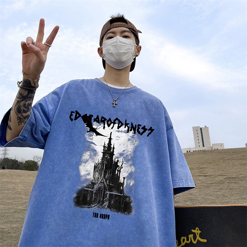 量大优可供抖音视频支持得物品质配合二开美式水洗短袖t恤SX77,男装T恤,电商A486