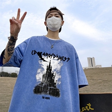量大优可供抖音视频支持得物品质配合二开美式水洗短袖t恤SX77，男装T恤，电商A486