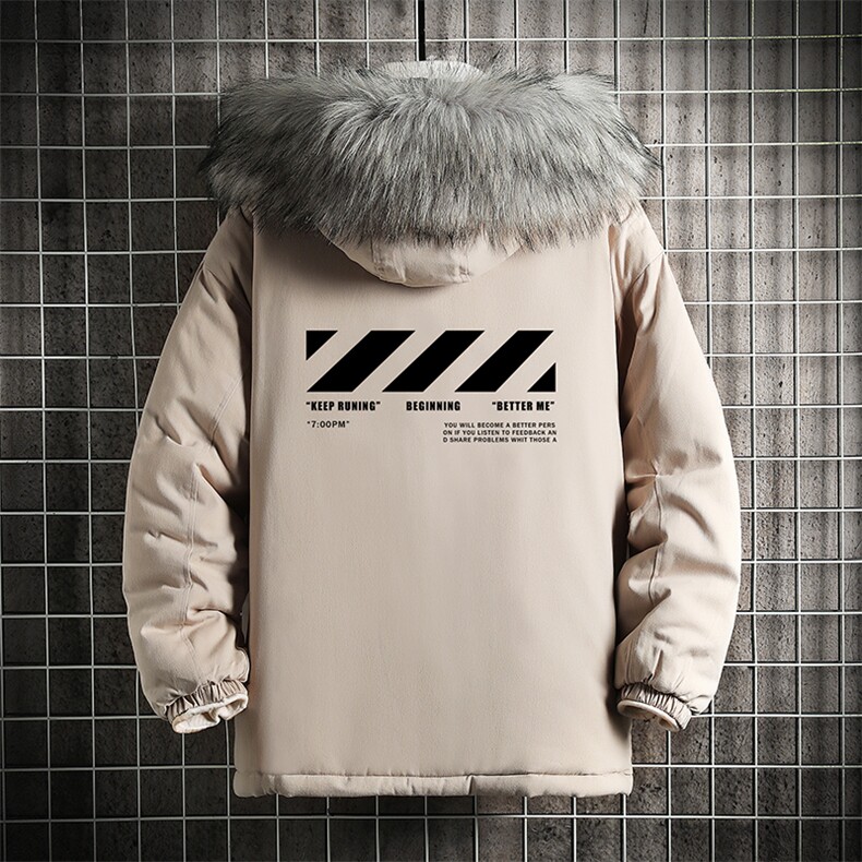 MM48128-P130 冬季大毛领衣男士大码加厚袄男服 网格图片