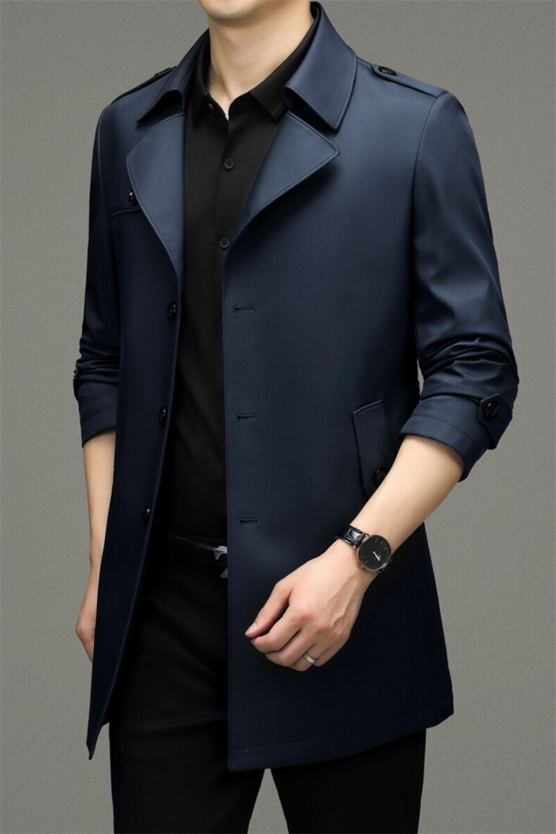 GDN-F2128春秋新款男士风衣大翻领商务领导服男装纯色外套,男装风衣,电商B360