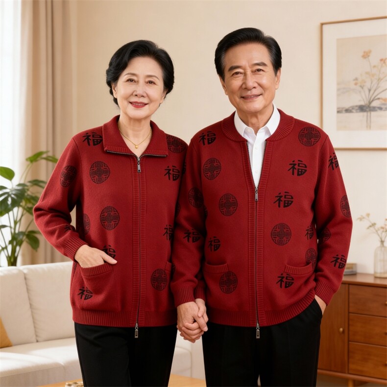2026年秋季时尚百搭通勤简约休闲拉链福字,女装中老年女装,思涛羊绒