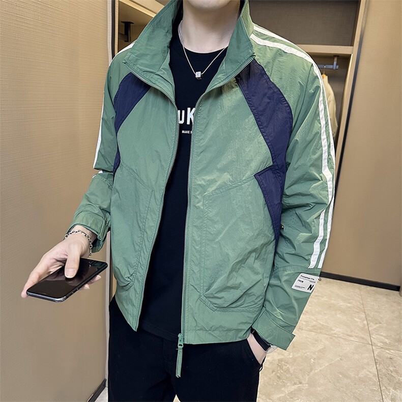男双杠设计外套上衣工装立领拼色夹克DS-A329-FL2318-P80,男装夹克,电商A329