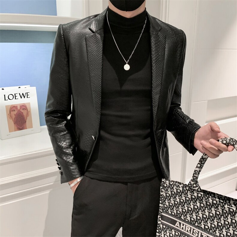 秋冬社会小伙皮衣夹克西装单西修身西服A236-XZ-159-P130,男装夹克,电商A236