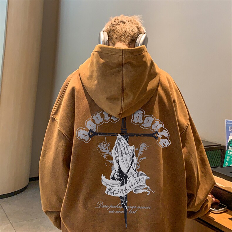 得物抖音高品质二开360克重磅做旧炒雪花纯色连帽水洗卫衣16022,男装卫衣,电商A486