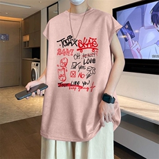可设48小时发货支持抖音得物来样二开240克重磅美式麂皮绒背心t恤，男装背心/马甲，电商A486