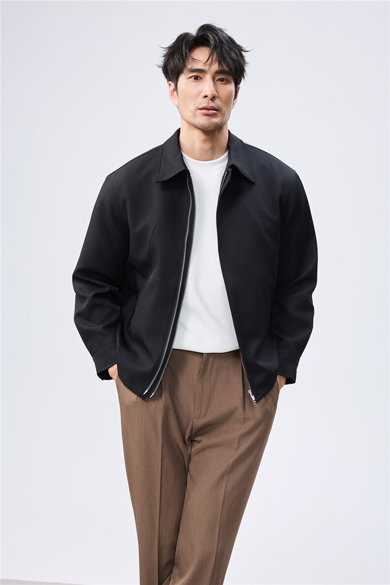 秋季2025老钱风抖音纯色休闲立领夹克店主风A236-JK628-P125,男装夹克,电商A236