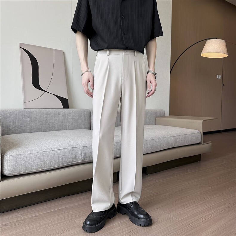 西裤男生直筒宽松垂坠感高级感夏季薄款休闲裤美式高腰休闲裤，男装西裤，星座410-7