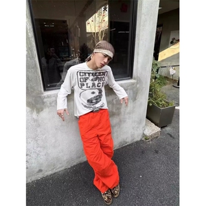 1506/QCK870/P51新款宽松休闲裤男韩版裤子坠感阔腿拖地长裤图片