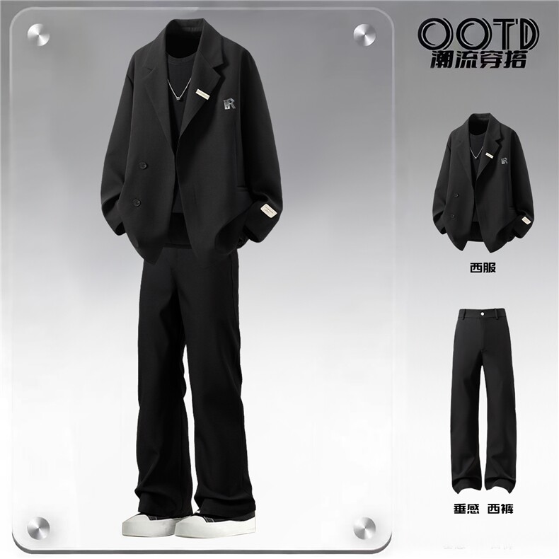 金属搭扣西服男96%聚酯纤维4%氨纶XF77068P85控128西裤78151P45，男装西服，星座227-7