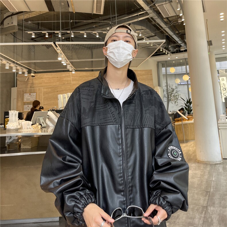 特批65春秋季高品质拼接PU夹克外套PJK01，男装夹克，电商B370