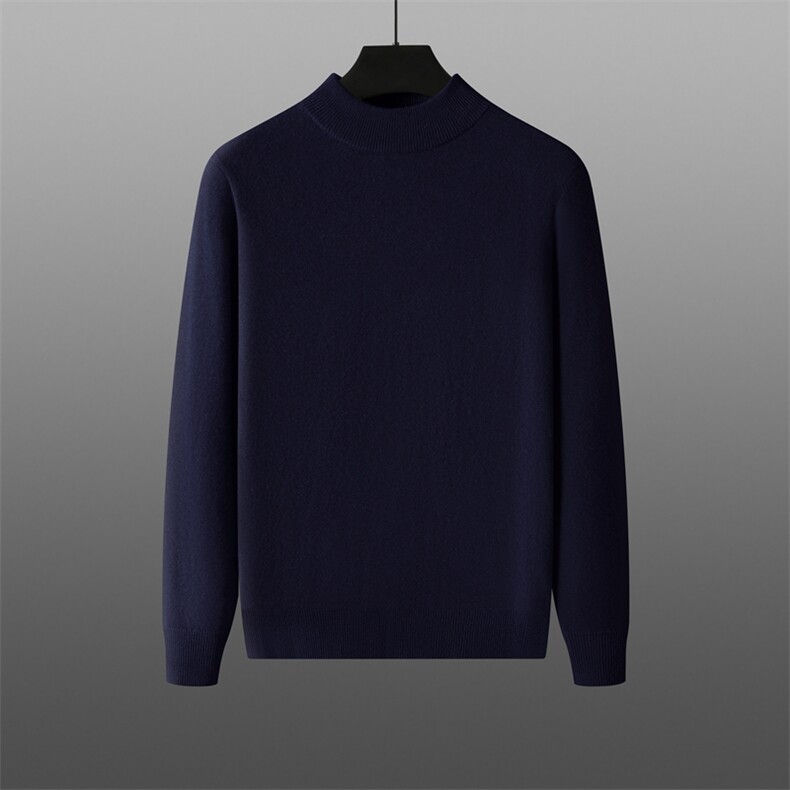 2024秋装新款男士半高领套头衫简约时尚舒适保暖，男装羊绒套衫，旭友羊绒
