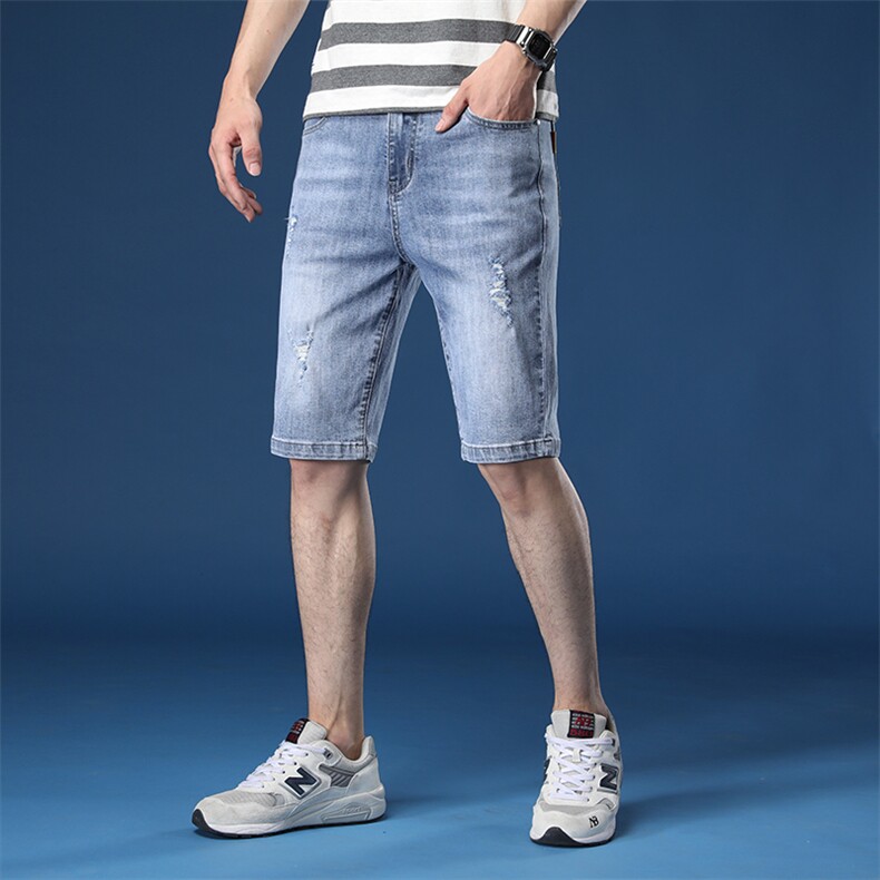 D-TJ2121夏季男装青年休闲水洗牛仔裤高腰直筒时尚修身短裤P63,男装牛仔裤,电商B360