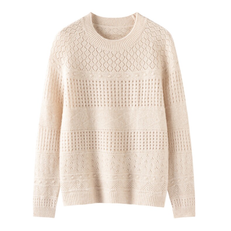 优雅气质女士针织衫冬季保暖时尚百搭款，女装针织衫/毛衣，佰米娇羊绒