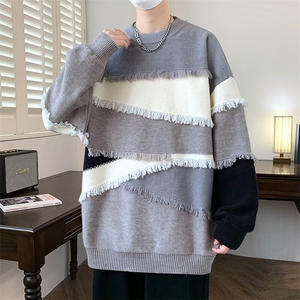 83927-P65 秋冬新款休闲毛衣男长袖针织衫 港风宽松毛衣打底衫图片