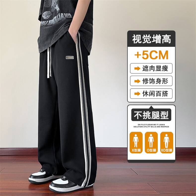 2025休闲长裤男款秋冬宽松直筒阔腿垂感卫裤潮牌运动裤D015-P45，男装休闲裤，星座509