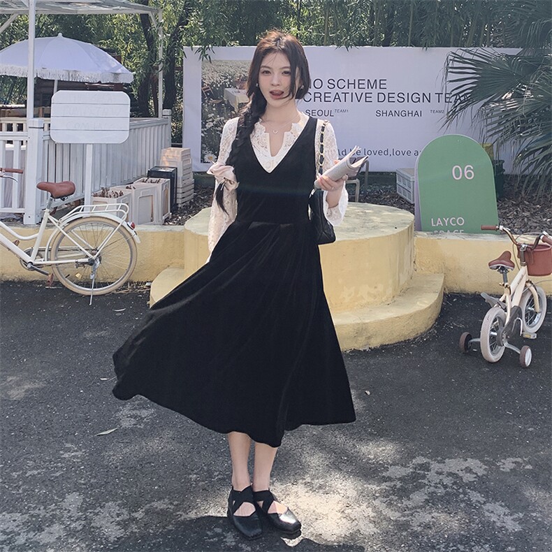 新品2025春装丝绒高级感连衣裙2C167-810-P125-K188,女装连衣裙,2C167