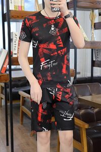夏季睡衣男青少年学生冰丝运动休闲夏天薄款套装男T721-P28图片