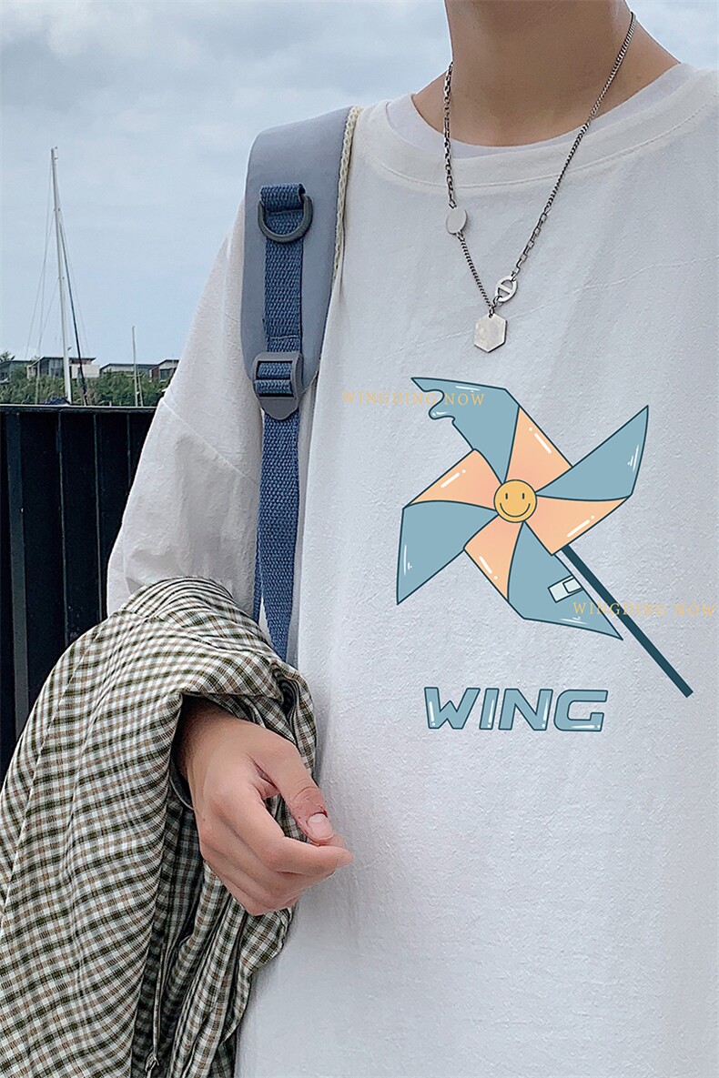 YT26112-P30亚短袖t恤男大码五分袖男宽松七分袖港风模特,男装T恤,电商A040