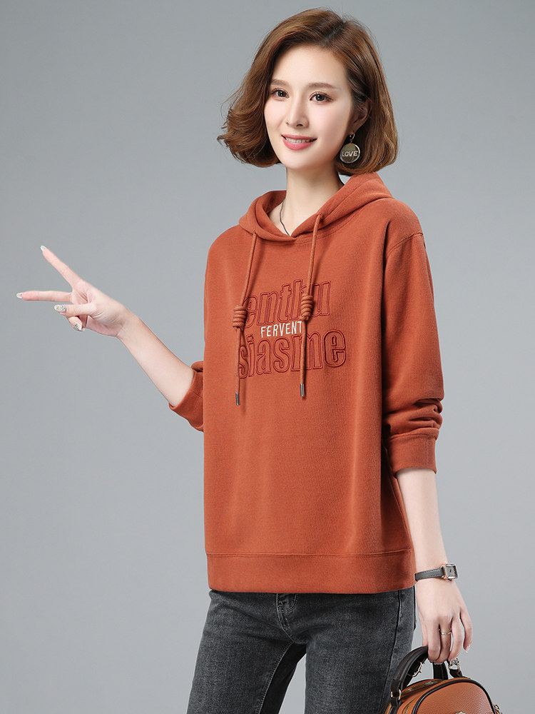 2023年春季新款刺绣卫衣女连帽衫韩版休闲宽松显瘦上衣女士打底衫,女装卫衣/绒衫,简韵佳